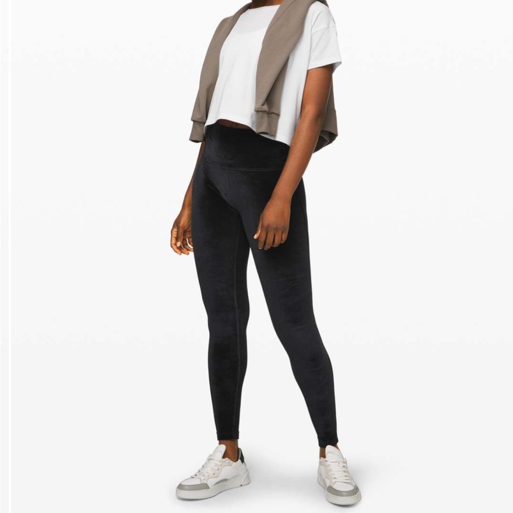 lululemon athletica Black  Velvet High-Waisted Leggings Size 12